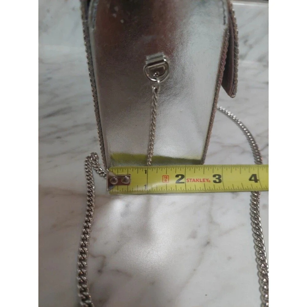 Vintage Whiting & Davis Crossbody Metal Mesh Evening Flap Square Bag Rare Biege